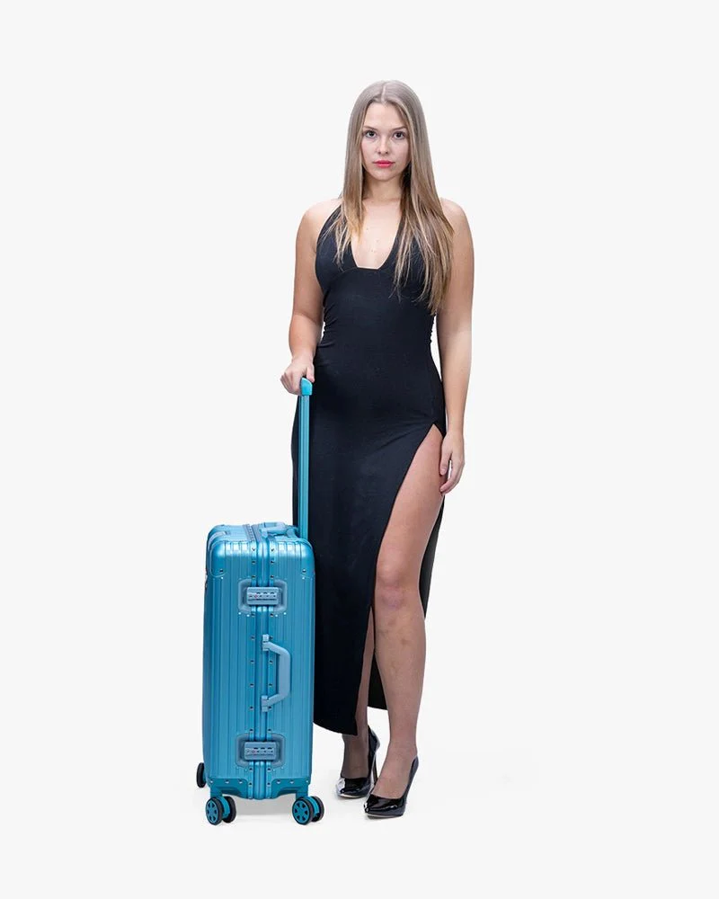 Blue Aluminum Luggage | 24 inch & Matte | Arrow Logo - Image 6
