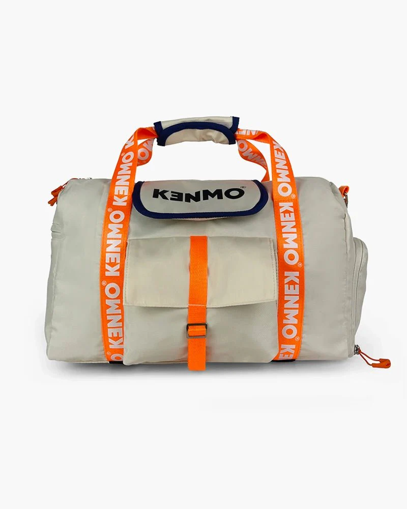 Beige Duffel Bag | Kenmo Logo On Strap & Front Pocket - Image 7
