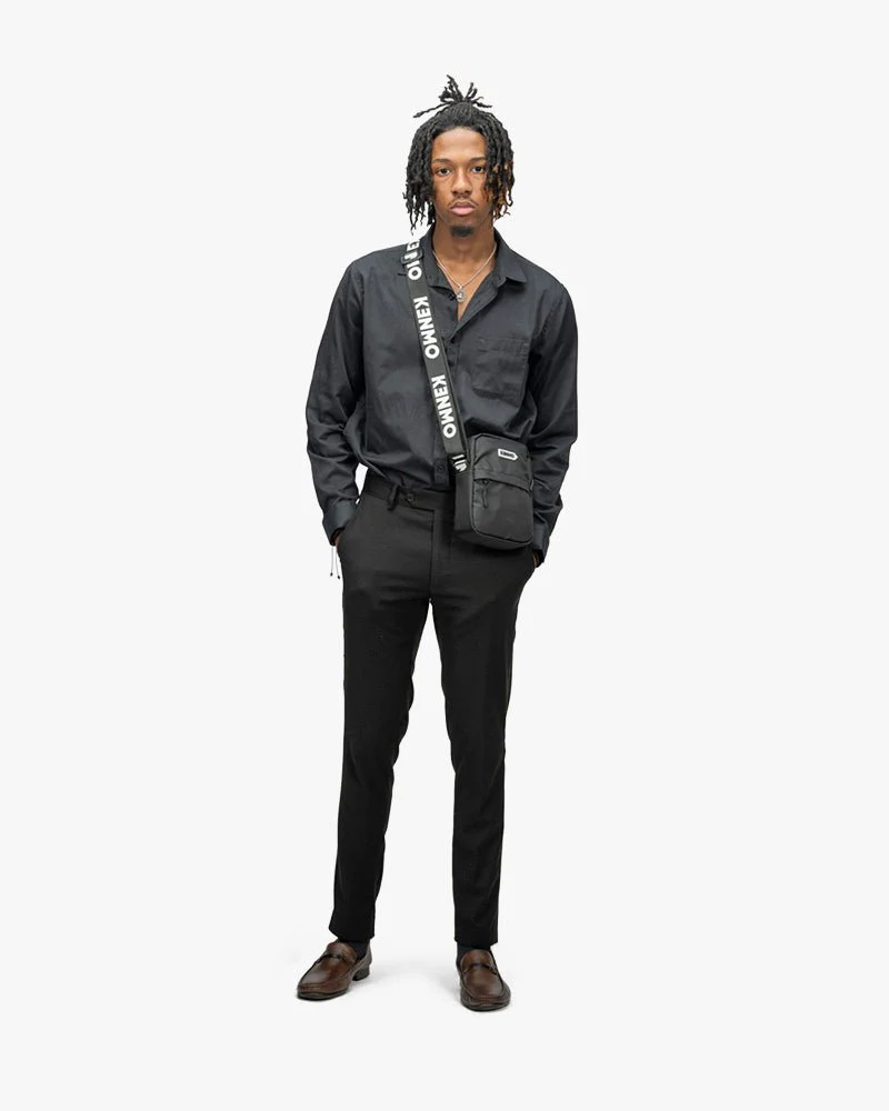 Black Crossbody Bag | Messenger Bag With Logo On Strap - Image 6