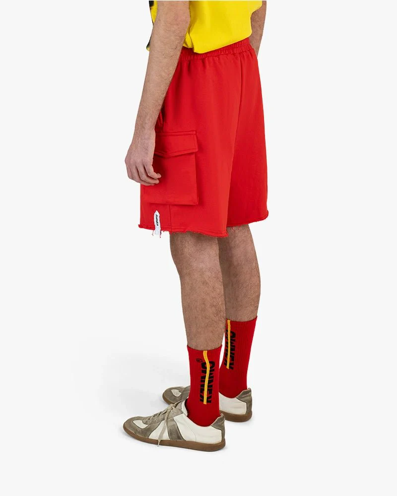 Red Cargo Shorts | Large Side Pocket With Kenmo Logo - Image 4