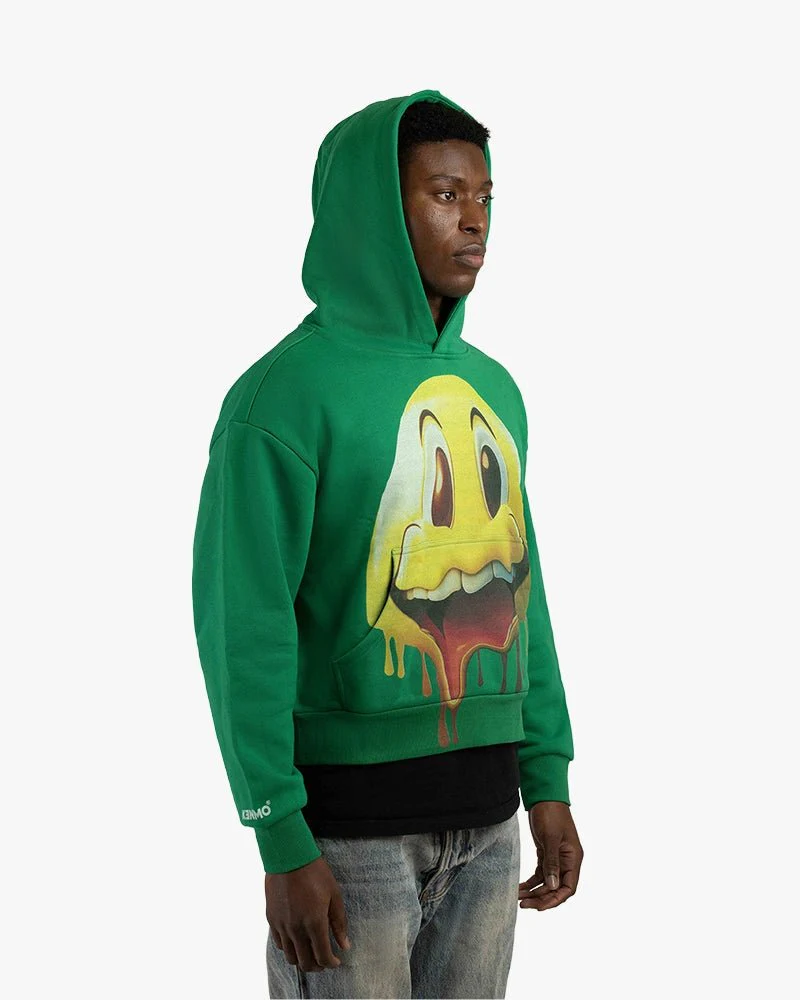 Green Cropped Hoodie | Duck Cartoon Face Graphic - Image 3