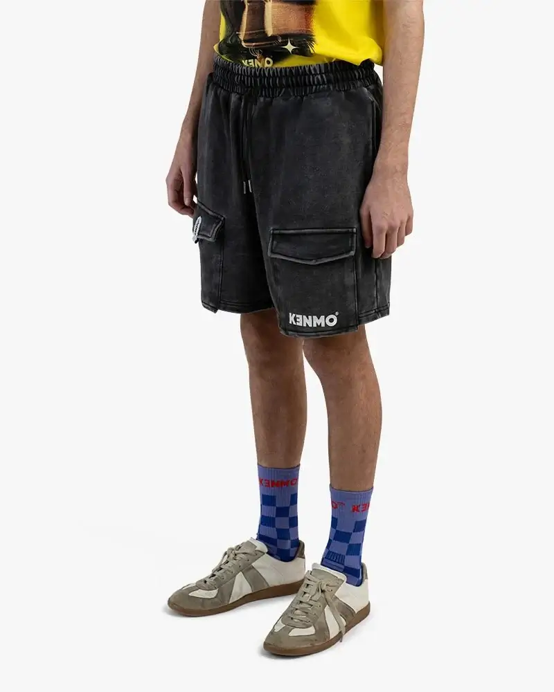 Blue & Navy Checkered Socks | Kenmo Logo On Cuff - Image 3