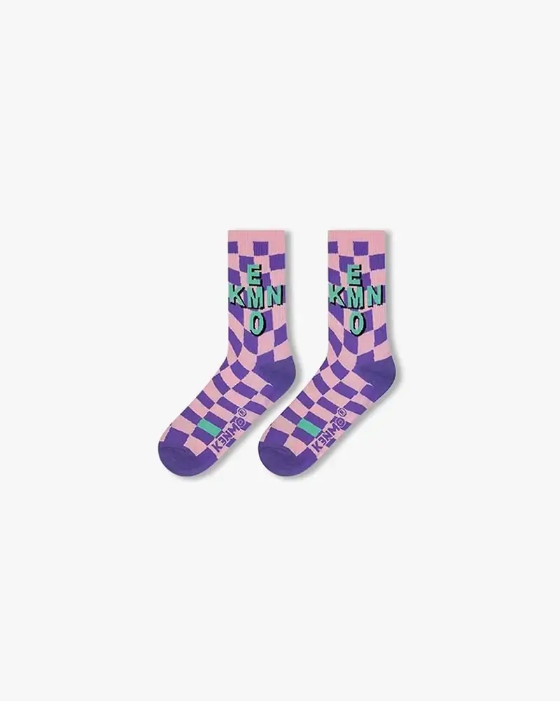 Pink & Purple Checkered Socks | Bold Retro Streetwear Style
