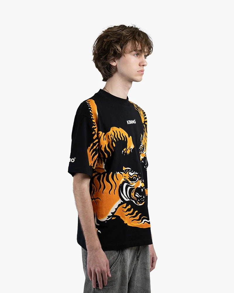Black Oversize Tee | Logo With Bold Tiger Graphics - Image 2
