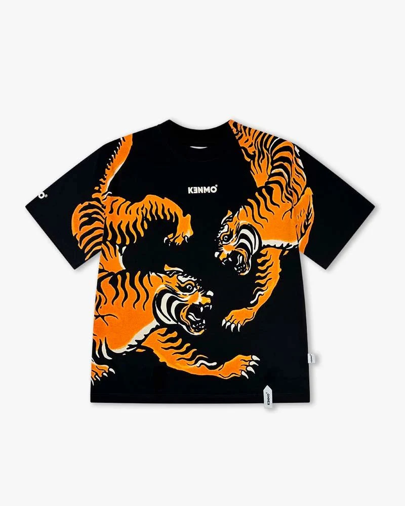 Black Oversize Tee | Logo With Bold Tiger Graphics - Image 6