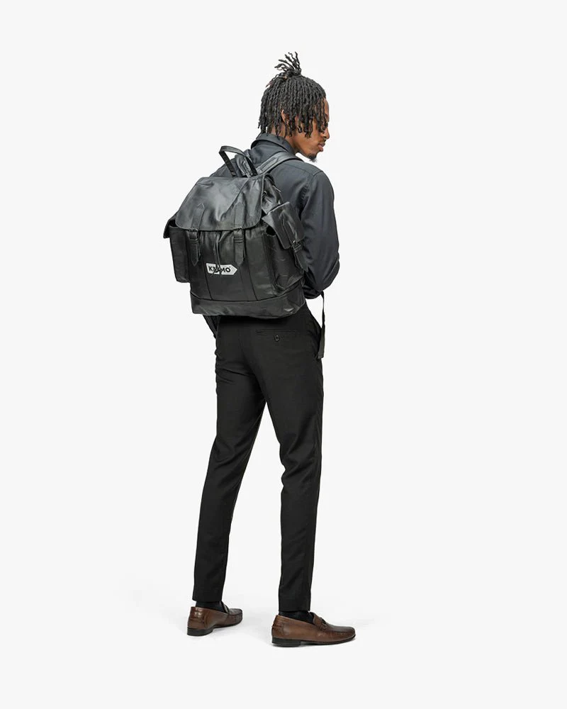Green Leather Backpack | Two Side Pocket With Arrow Logo - Image 5