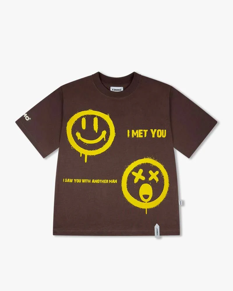 Brown Oversize Tee | Reaction Emoji Graphics - Image 6