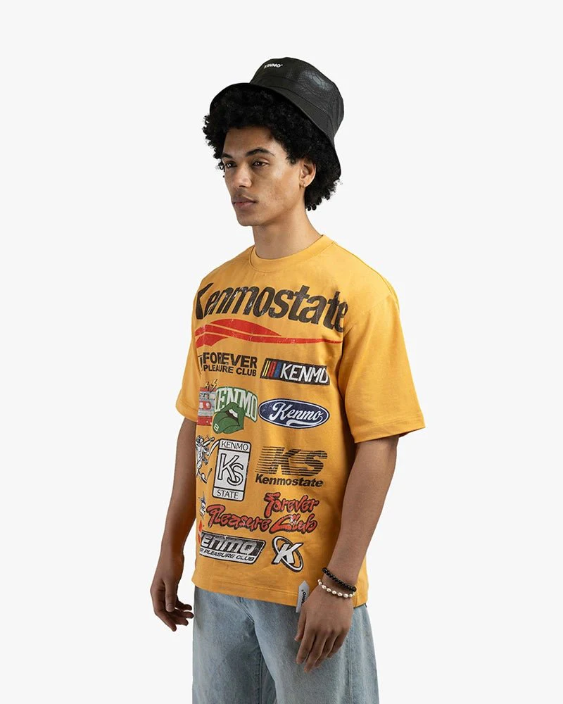 Yellow Oversize Tee | Kenmostate Patches Graphic - Image 2