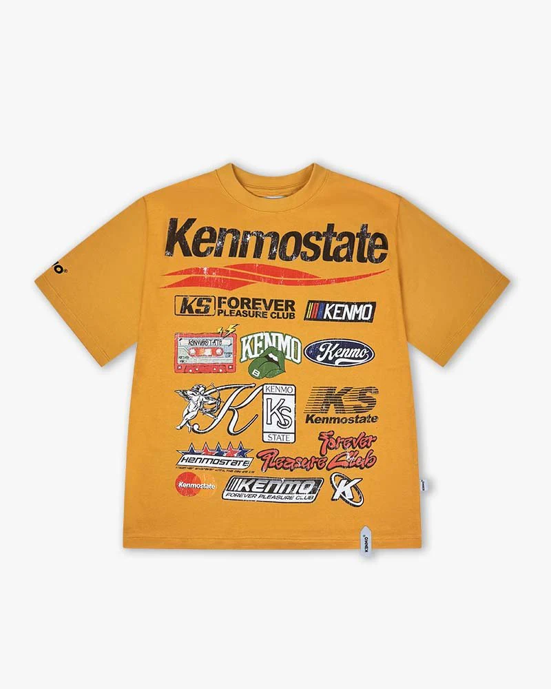 Yellow Oversize Tee | Kenmostate Patches Graphic - Image 6