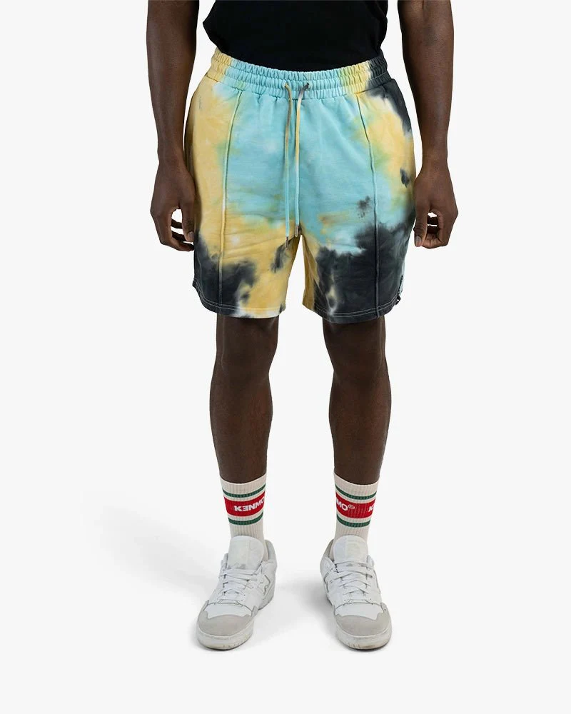 Tie Dye Oversize Shorts | Large Vertical Logo On Back