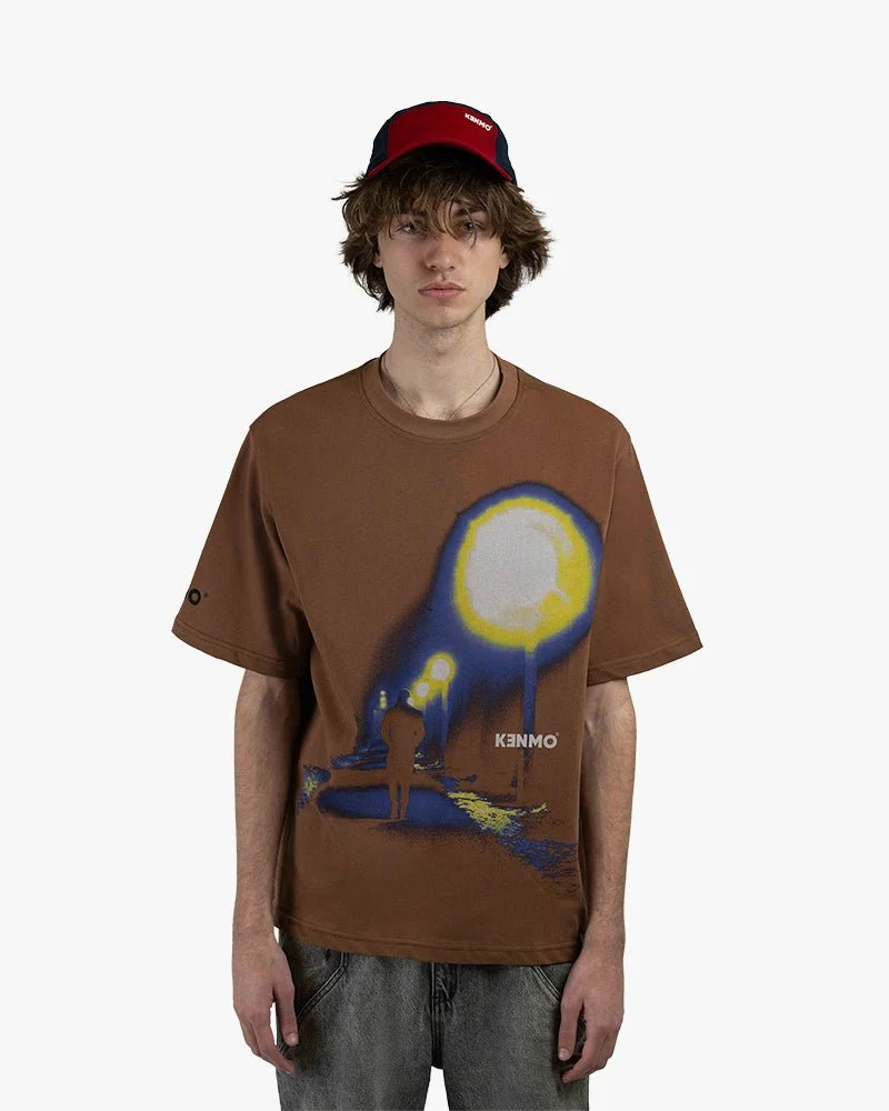 Brown Oversize Tee | Man In Lonely Street Graphic