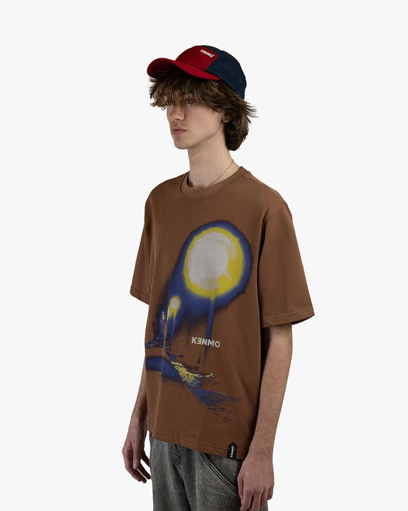 Brown Oversize Tee | Man In Lonely Street Graphic - Image 2