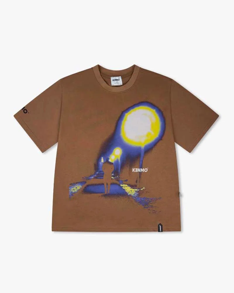 Brown Oversize Tee | Man In Lonely Street Graphic - Image 6