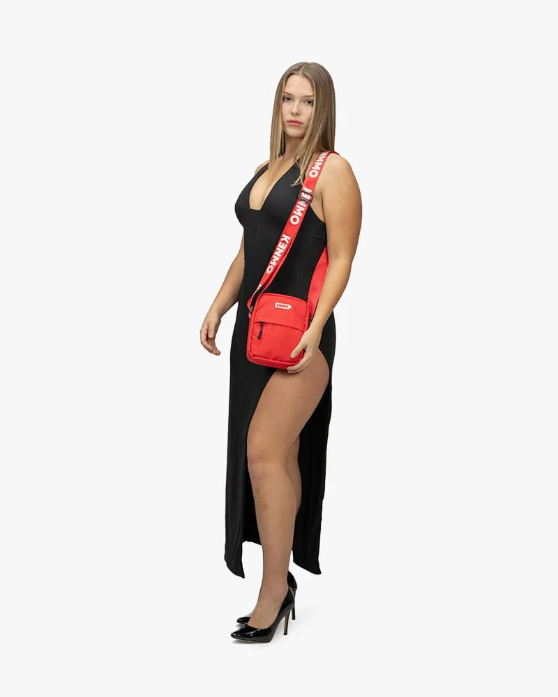 Red Messenger Bag | Crossbody Bag With Logo On Strap - Image 5