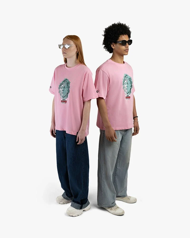 Pink Oversize Tee | Statue Head With Tears Graphic - Image 5