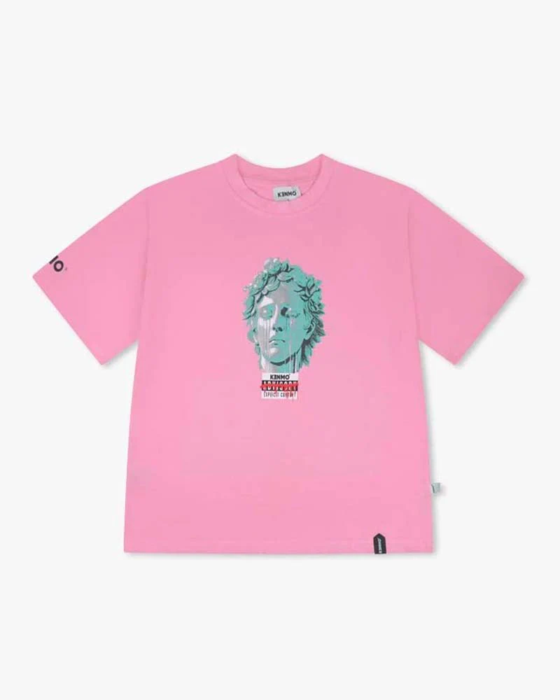 Pink Oversize Tee | Statue Head With Tears Graphic - Image 6