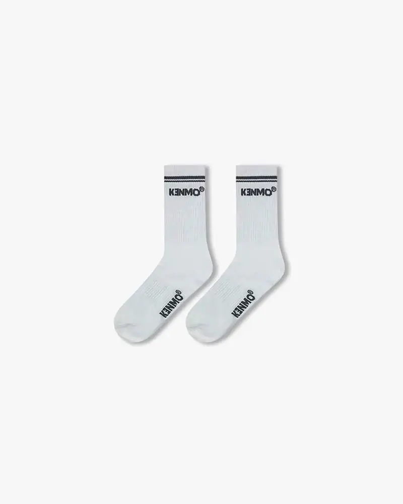 White Signature Socks | Two Lines With Logo On Cuff