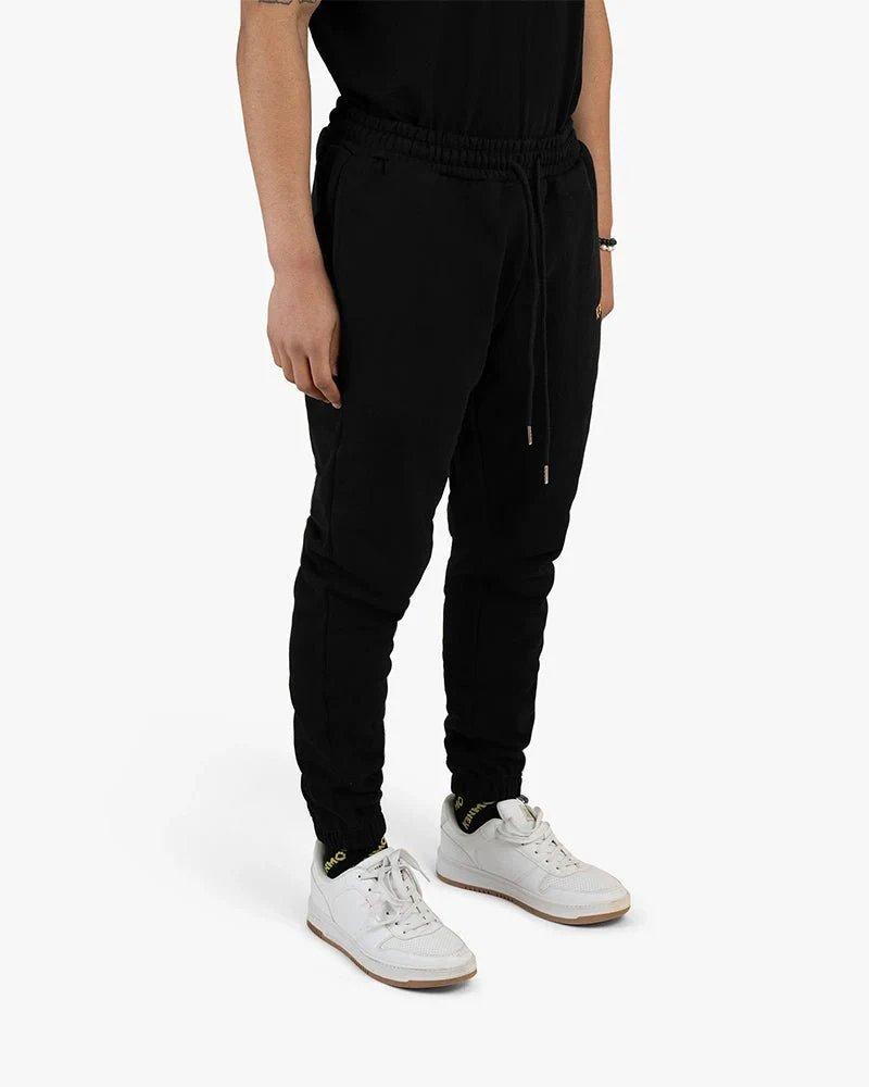 Black Signature Sweatpants | Right Label Logo Detail - Image 3