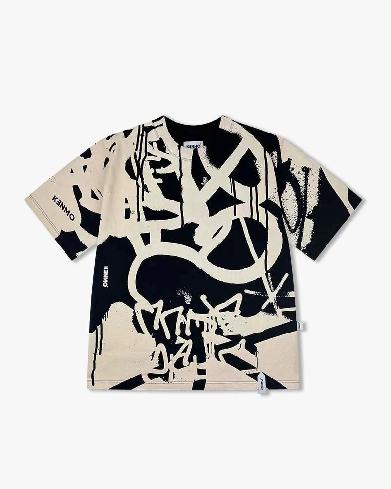 Black Oversize Tee | Bold Tagging Lines Graphics - Image 6