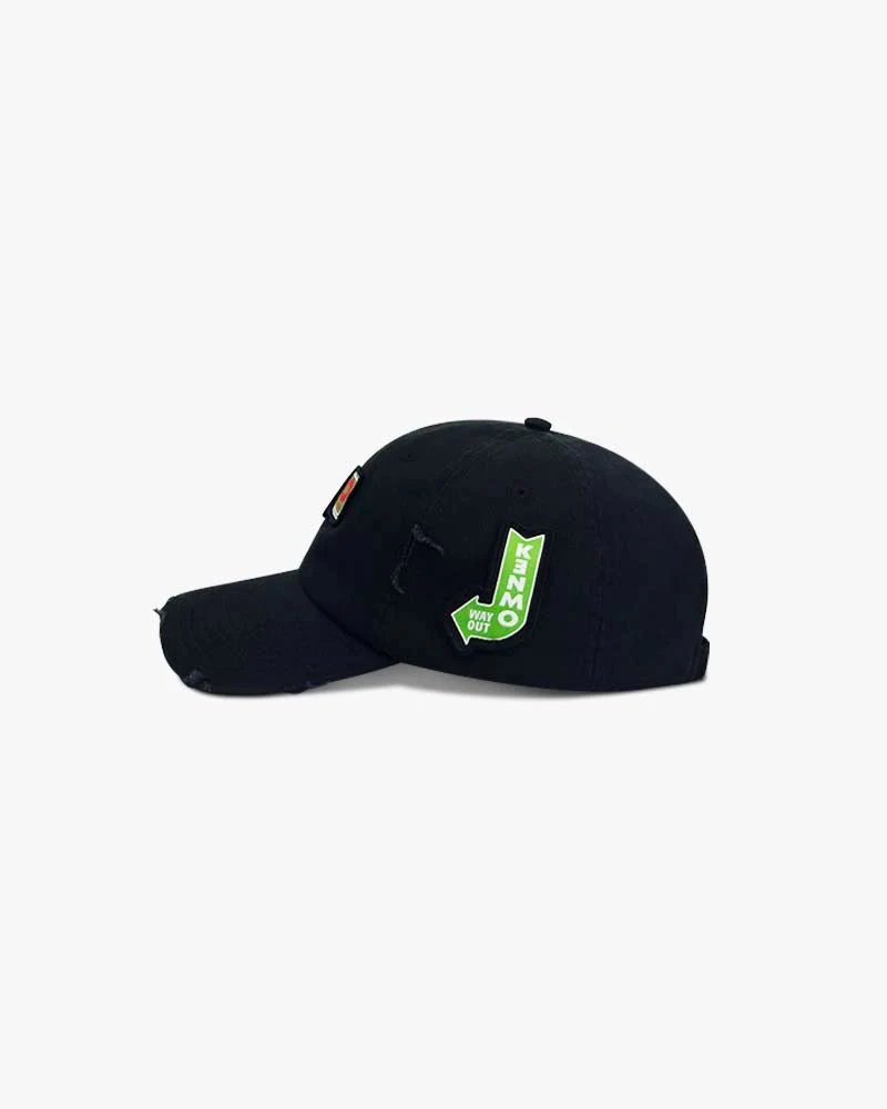 Black Baseball Cap | Washed With Kenmo Patches - Image 4