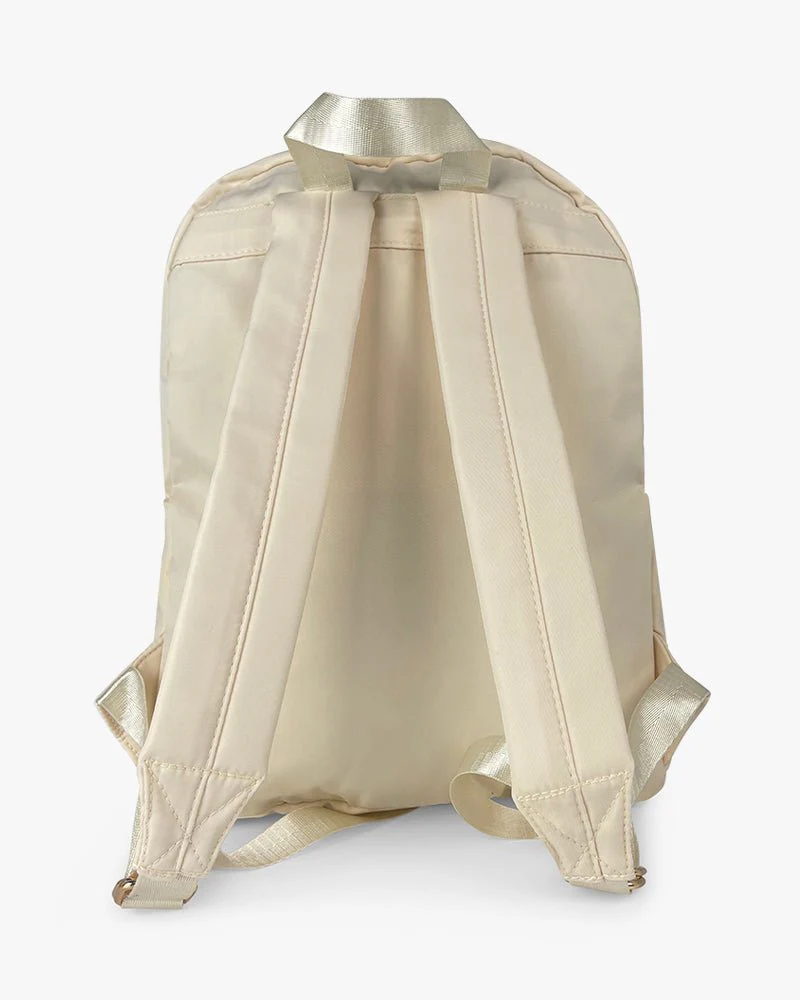 Beige Waterproof Backpack | Arrow Logo On Front Pocket - Image 3
