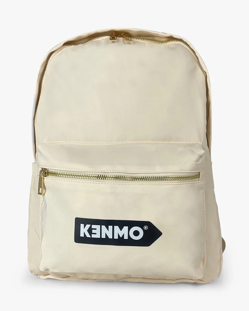 Beige Waterproof Backpack | Arrow Logo On Front Pocket - Image 6