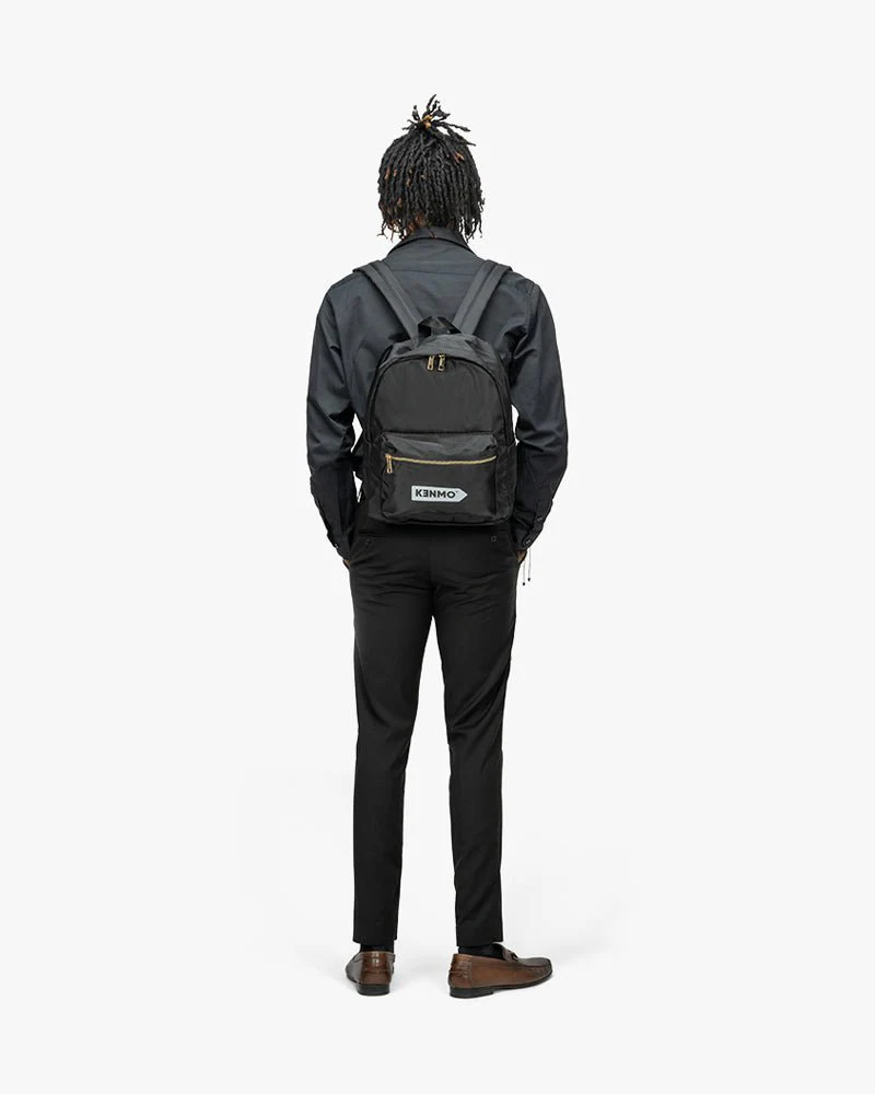 Black Waterproof Backpack | Front Pocket With Arrow Logo - Image 4