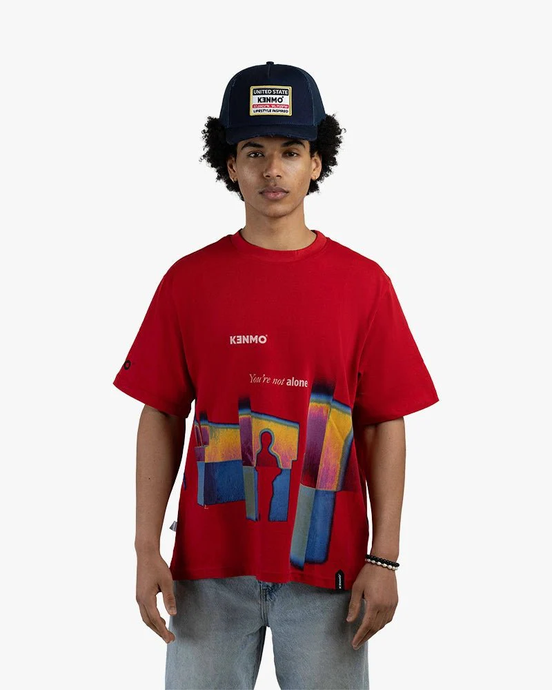 Red Oversize Tee | You Are Not Alone Graphic
