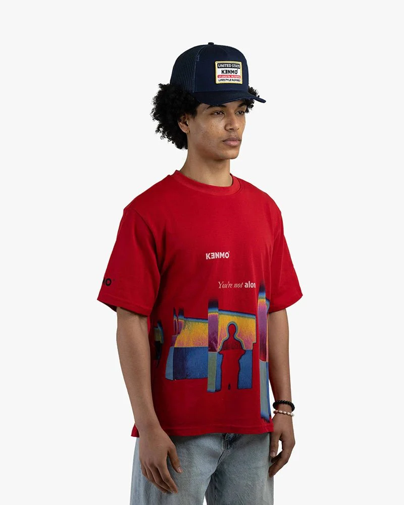 Red Oversize Tee | You Are Not Alone Graphic - Image 3